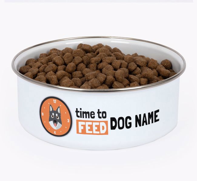 Time To Feed: Personalised {breedFullName} Enamel Dog Bowl